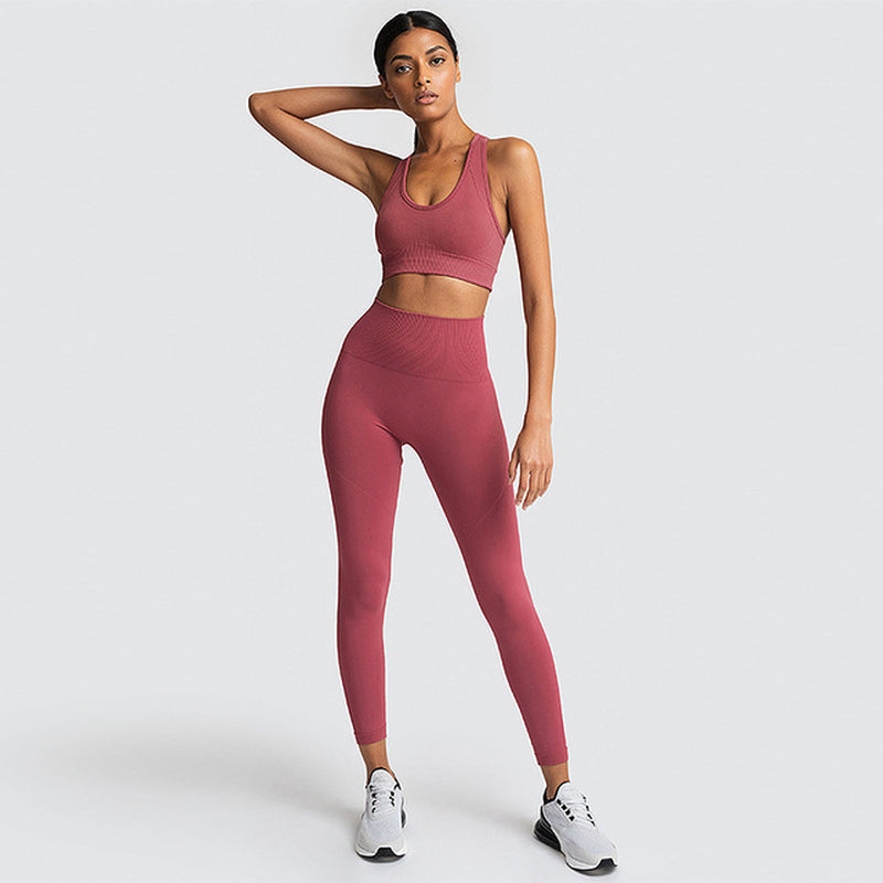 Seamless Hyperflex Workout Sport Outfits for Women: Long Sleeve Crop Top and High Waist Leggings