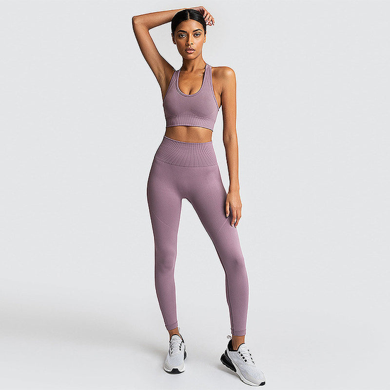 Seamless Hyperflex Workout Sport Outfits for Women: Long Sleeve Crop Top and High Waist Leggings