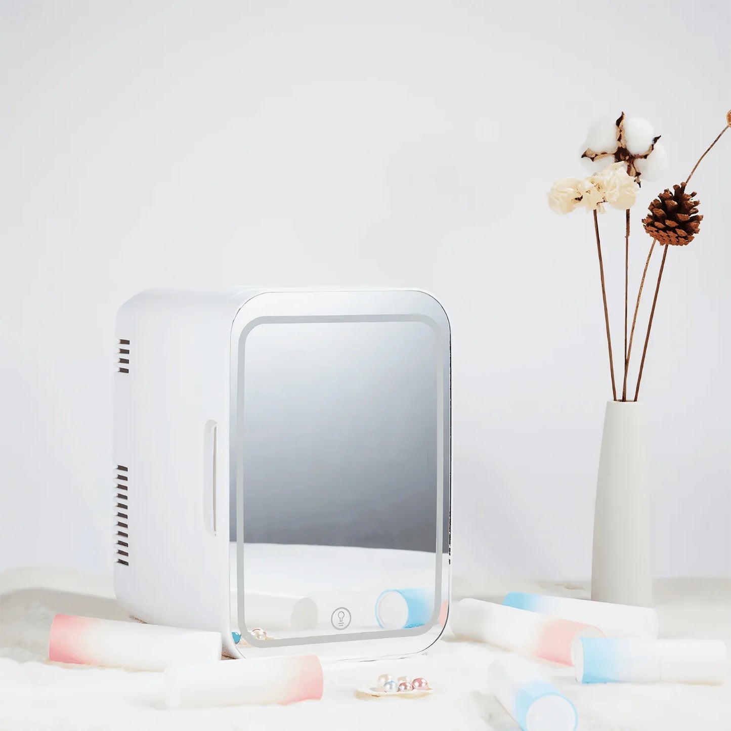 Mini Skincare Fridge with LED Mirror Door