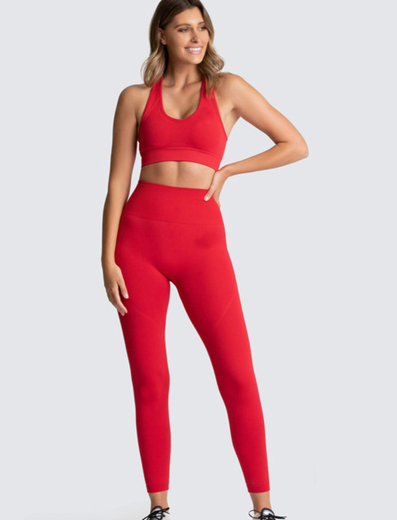 Seamless Hyperflex Workout Sport Outfits for Women: Long Sleeve Crop Top and High Waist Leggings