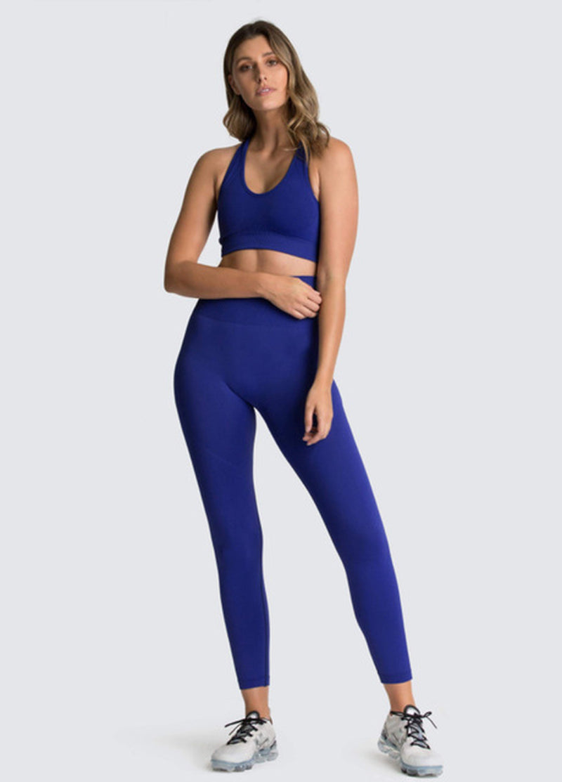 Seamless Hyperflex Workout Sport Outfits for Women: Long Sleeve Crop Top and High Waist Leggings