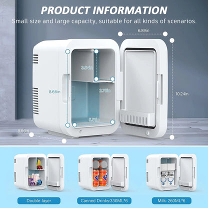 Mini Skincare Fridge with LED Mirror Door