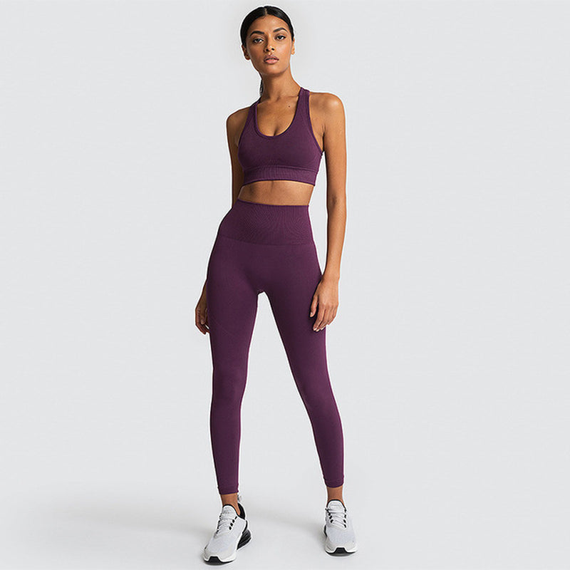 Seamless Hyperflex Workout Sport Outfits for Women: Long Sleeve Crop Top and High Waist Leggings