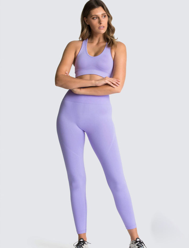 Seamless Hyperflex Workout Sport Outfits for Women: Long Sleeve Crop Top and High Waist Leggings