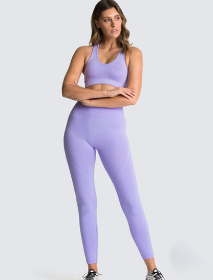 Seamless Hyperflex Workout Sport Outfits for Women: Long Sleeve Crop Top and High Waist Leggings